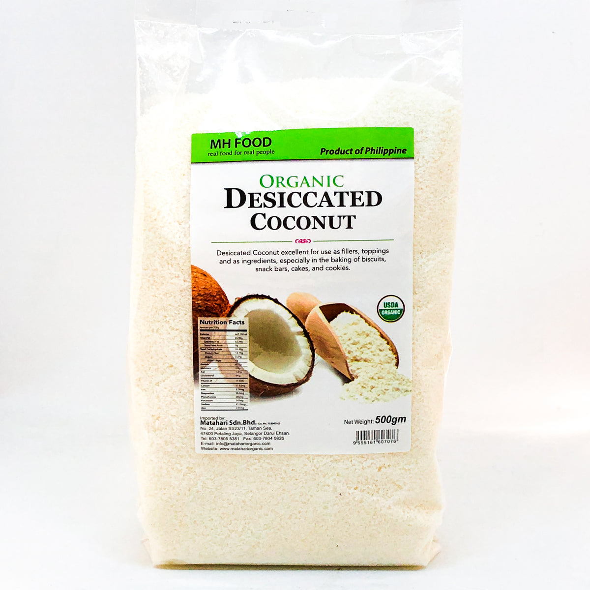 MH Food Organic Desiccated Coconut 500g Vegan District Malaysia