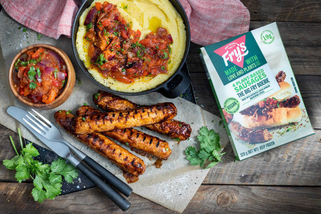 Big Fry Boerewors with Polenta and Chunky Roasted Red Pepper Salsa by Fry's Family Food